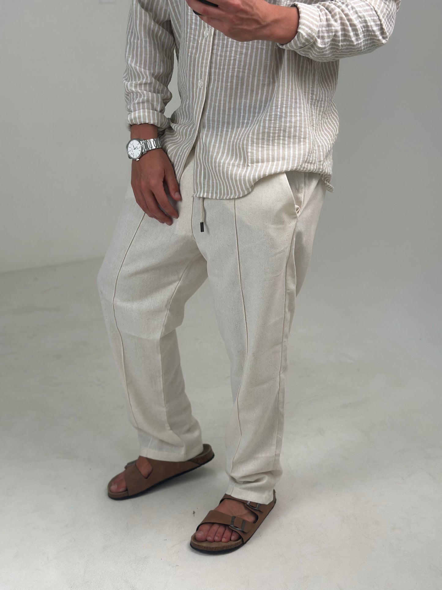 Pantalon De Lino Crudo