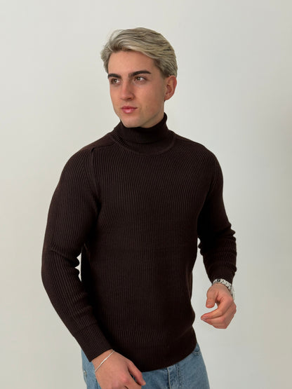 Sweater Legado | Cuello Alto Premium - Chocolate