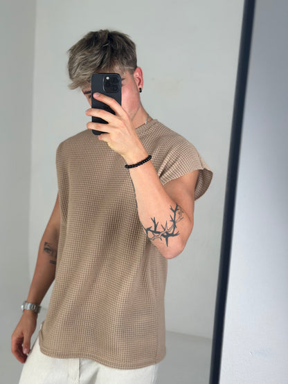 Musculosa Oversize Tejida – Beige