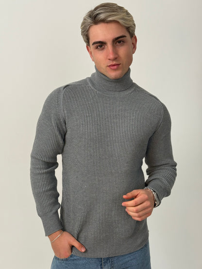Sweater Legado | Cuello Alto Premium - Gris Claro