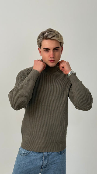 Sweater Legado | Cuello Alto Premium - Verde Oliva