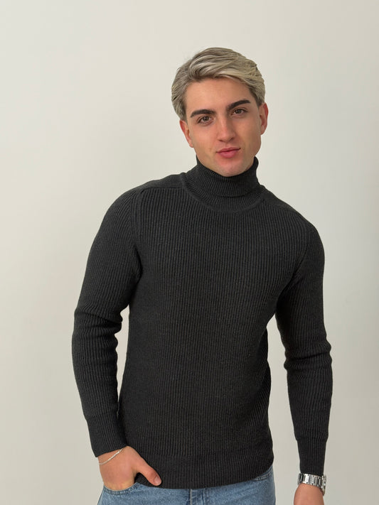 Sweater Legado | Cuello Alto Premium - Gris Oscuro