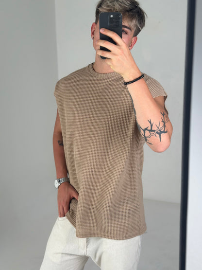 Musculosa Oversize Tejida – Beige