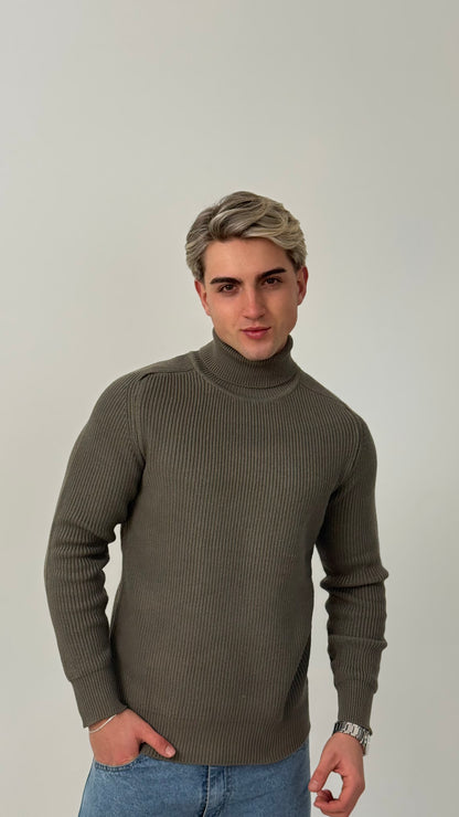 Sweater Legado | Cuello Alto Premium - Verde Oliva