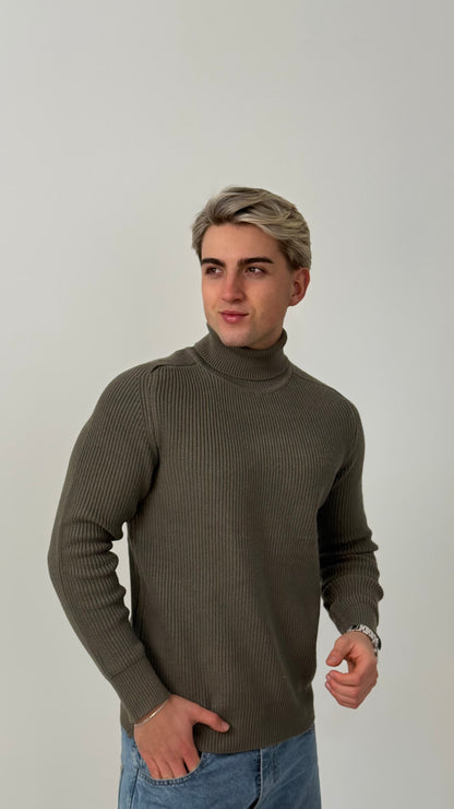Sweater Legado | Cuello Alto Premium - Verde Oliva