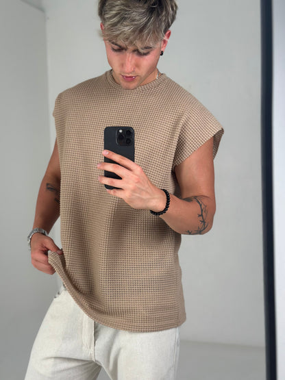 Musculosa Oversize Tejida – Beige