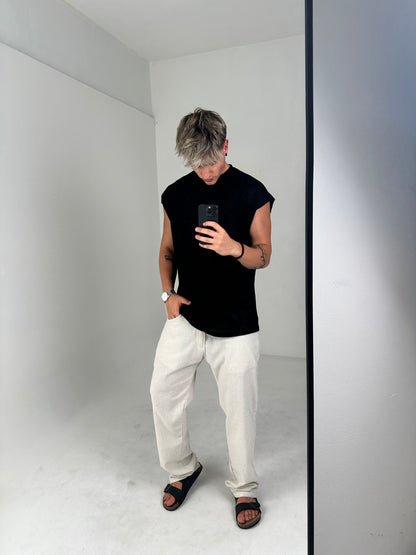 Musculosa Oversize Tejida – Negra