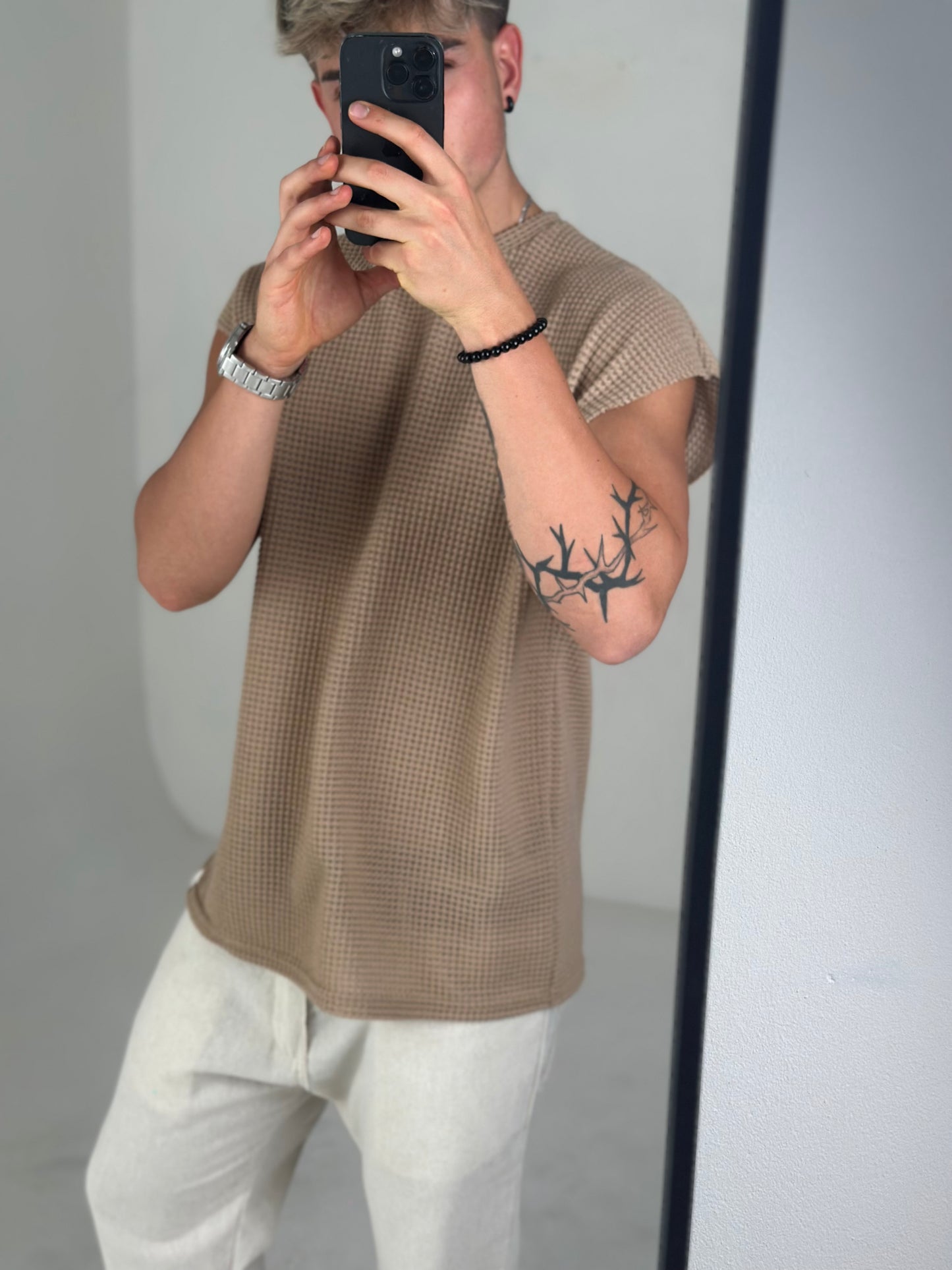 Musculosa Oversize Tejida – Beige