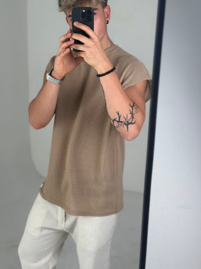 Musculosa Oversize Tejida – Beige