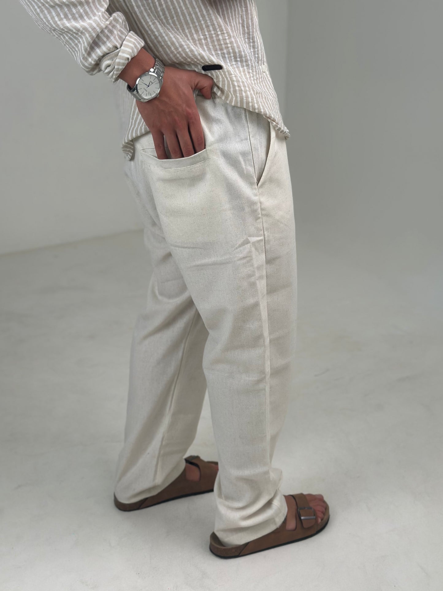 Pantalon De Lino Crudo