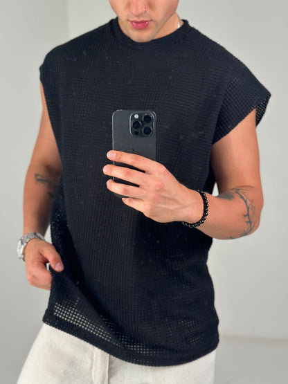 Musculosa Oversize Tejida – Negra