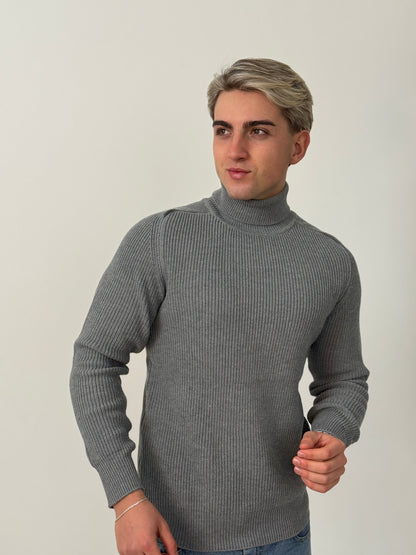 Sweater Legado | Cuello Alto Premium - Gris Claro