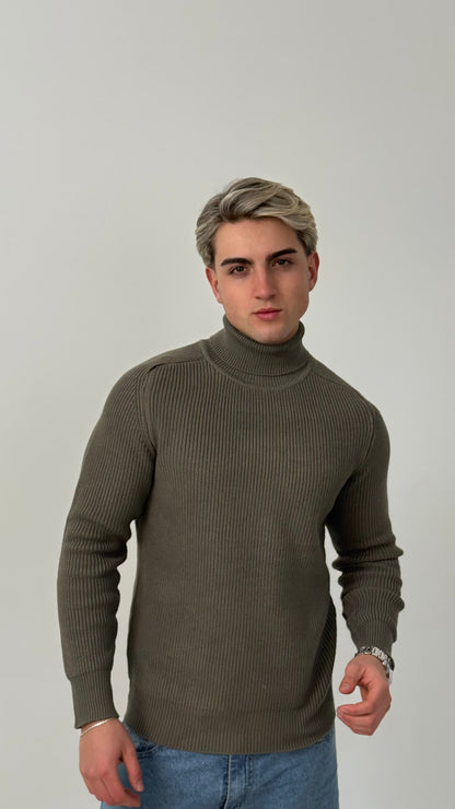 Sweater Legado | Cuello Alto Premium - Verde Oliva
