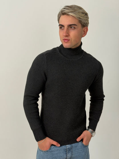 Sweater Legado | Cuello Alto Premium - Gris Oscuro