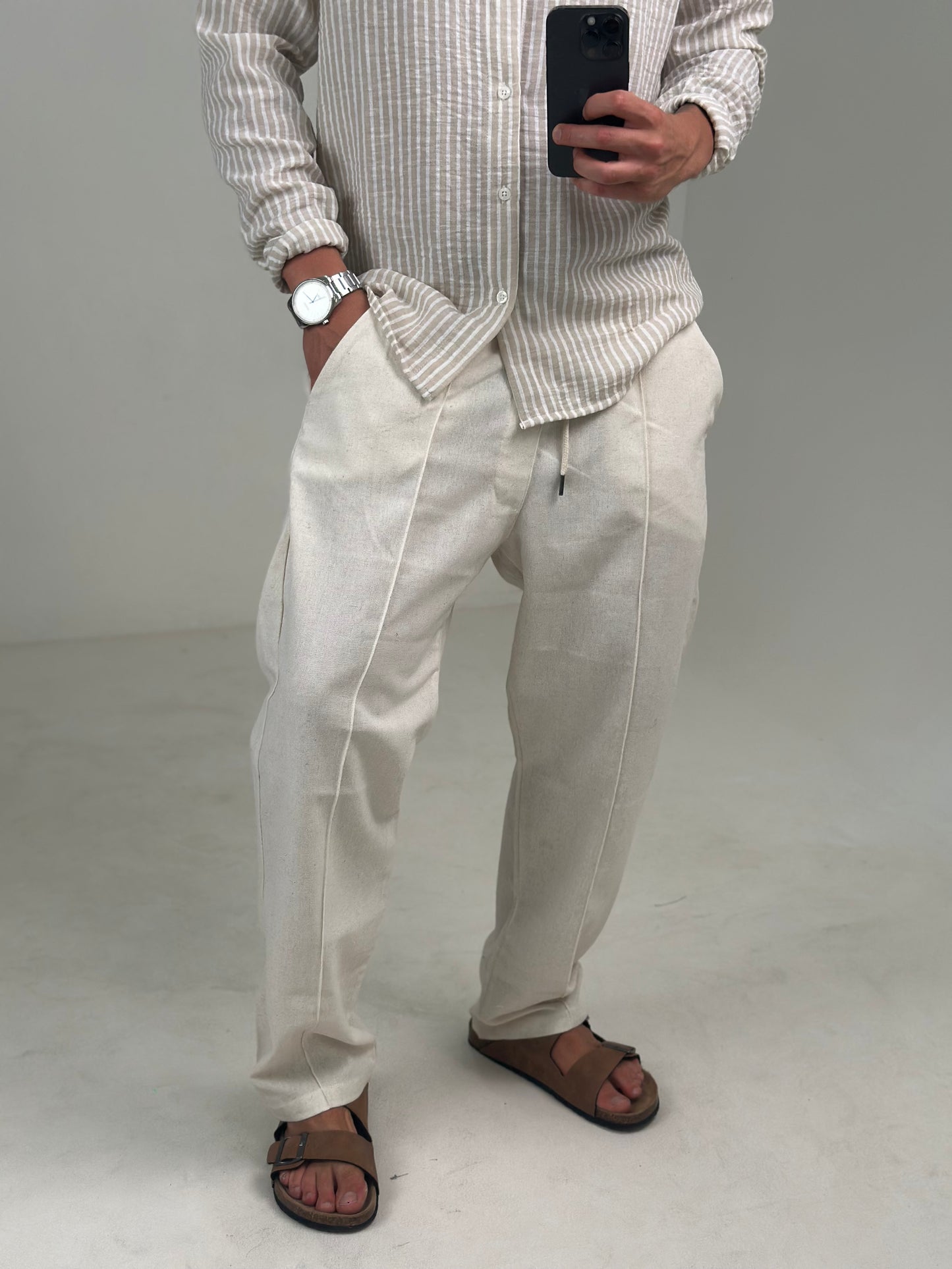 Pantalon De Lino Crudo